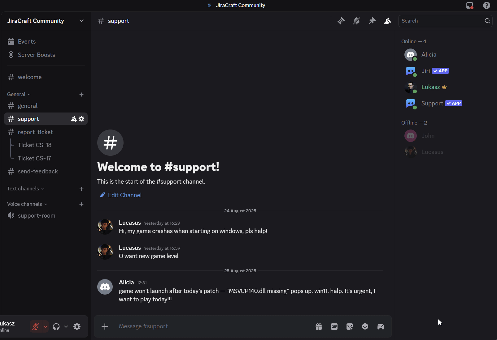 Create ticket from message demo