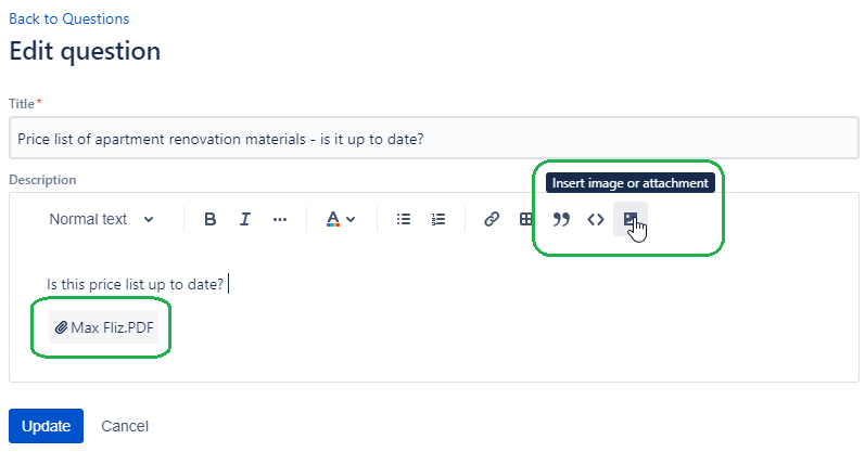 Attachments in questions and answers content screenshot 1