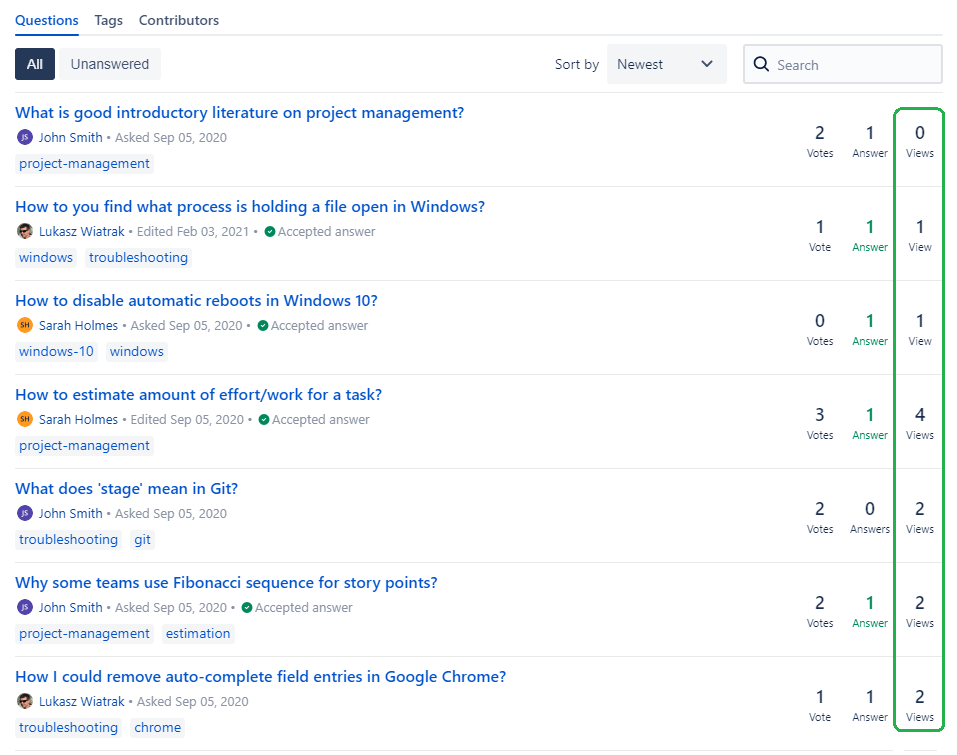 Question Views screenshot 1
