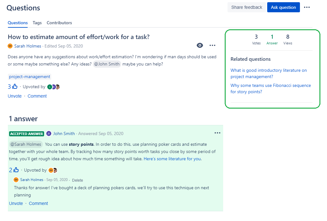 Related Questions screenshot 1