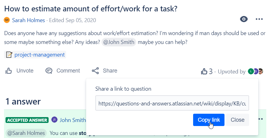 Sharing questions screenshot 1