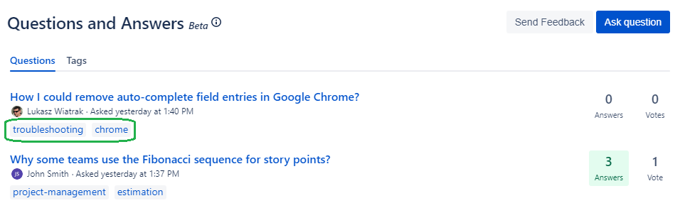 Assigning tags to questions screenshot 2